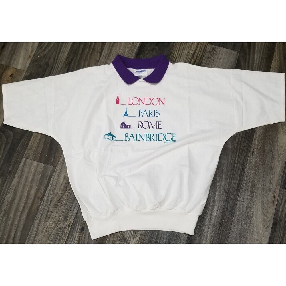 Vintage Bainbridge T Shirt 90s Medium Tourism‎ Women's 3/4 Longsleeve